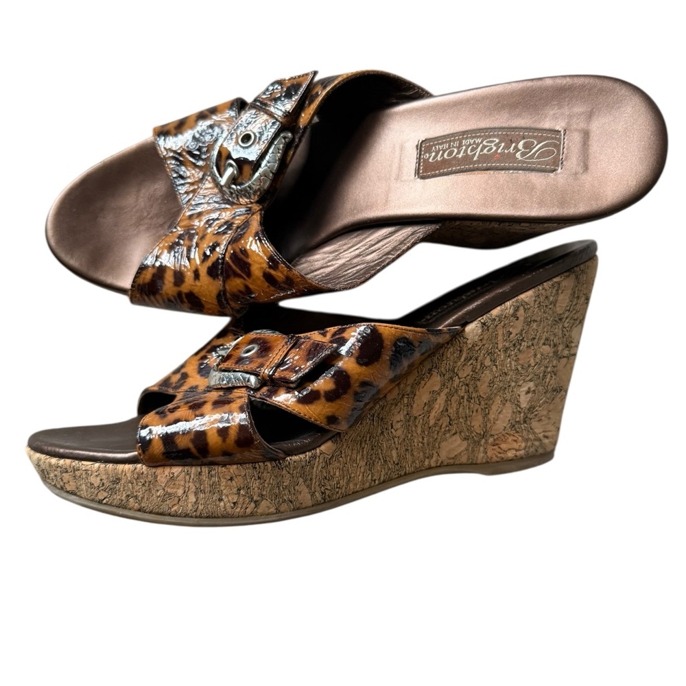 Brighton Brown Wedge Sandals with Crisscross Straps